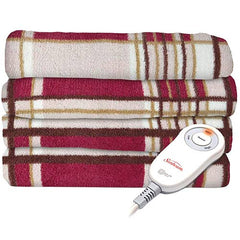 Sunbeam Microplush Electric Heated Throw Blanket Mont Plaid / Garnet