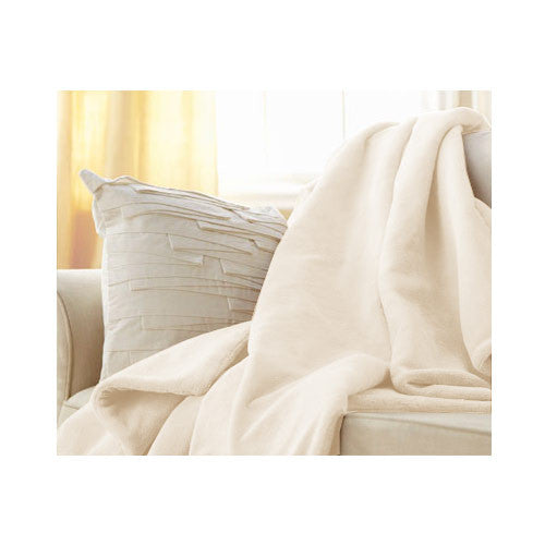 Sunbeam Microplush Electric Heated Throw Blanket Seashell Off-White