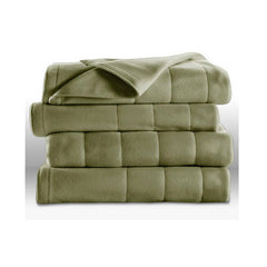 Sunbeam Heated Electric Blanket Quilted Fleece Royal Dreams King Sage Green