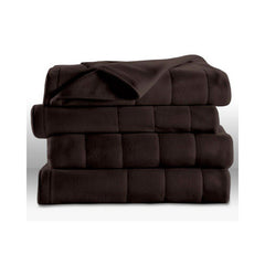 Sunbeam Heated Electric Blanket Quilted Fleece Royal Dreams King Mocha Brown