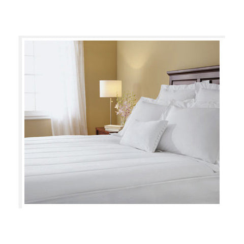 Sunbeam Quilted Heated Electric Mattress Pad Stripe Pattern Queen Size
