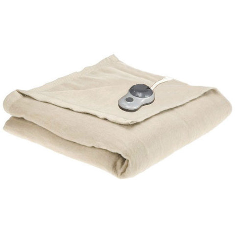 Sunbeam Twin Electric Heated Warming Blanket Seashell Off White