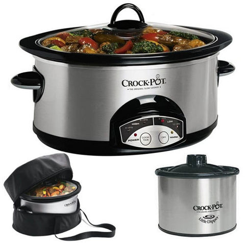 Crock Pot SCCPVP609-S 6-Quart Slow Cooker w/ Travel Bag & Little Dipper