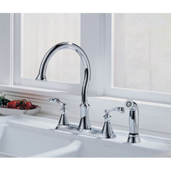 Delta 21925LF Vessona Two Handle Kitchen Faucet w/ Spray, Chrome Finish