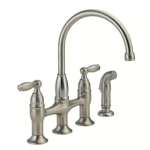 Delta 21966LF-SS Dennison Bridge Kitchen Faucet w/ Spray Stainless Steel